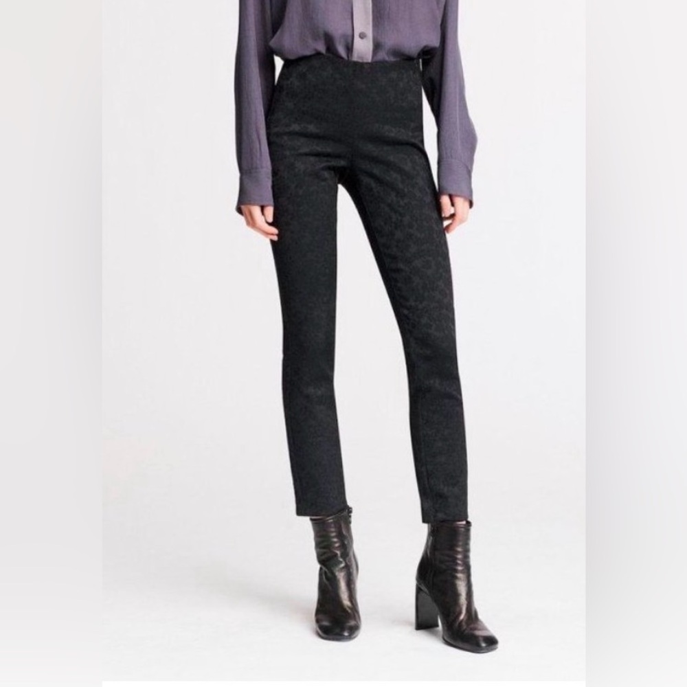 RAG AND BONE Simone Jacquard Floral Stretch Ankle Pants in Black